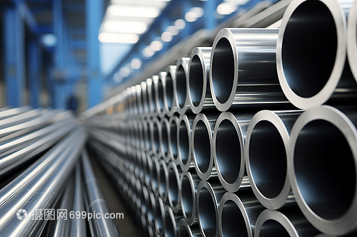 工廠倉(cāng)庫(kù)中的鋼管堆積